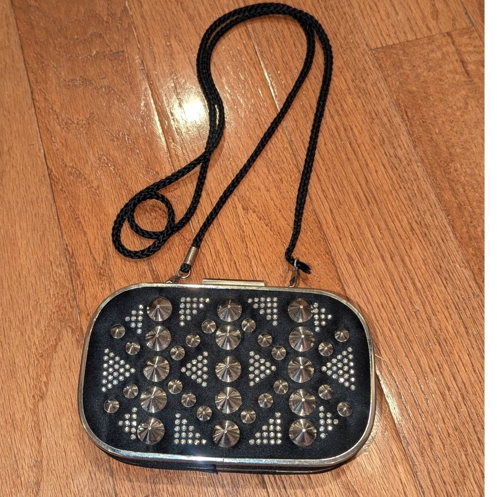 Y2K Festival Studded Box‎ Clutch Crossbody Purse Black Glam Punk Whimsigoth Alt